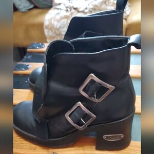 Like New Via Uno Vintage 90s Buckled Platform Combat Boots, 2" Heel, Size 37/8